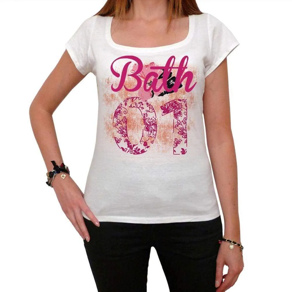 01, Bath, Women's Short Sleeve Round Neck T-shirt 00008