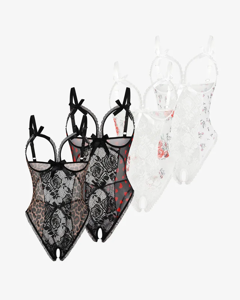 2Packs Sets Lingerie Lace Mini Bodysuit