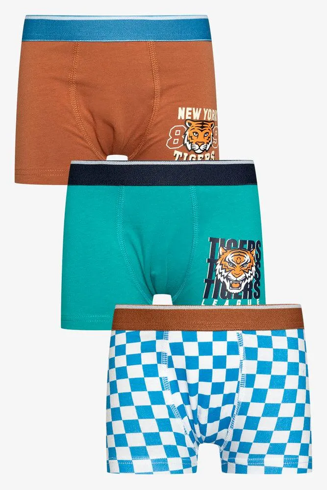 3 Pack Tiger Boxers Blue