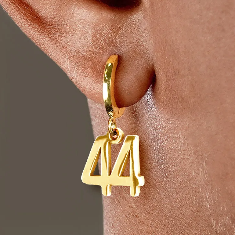 44 Number Earring - Gold Plated Stainless Steel