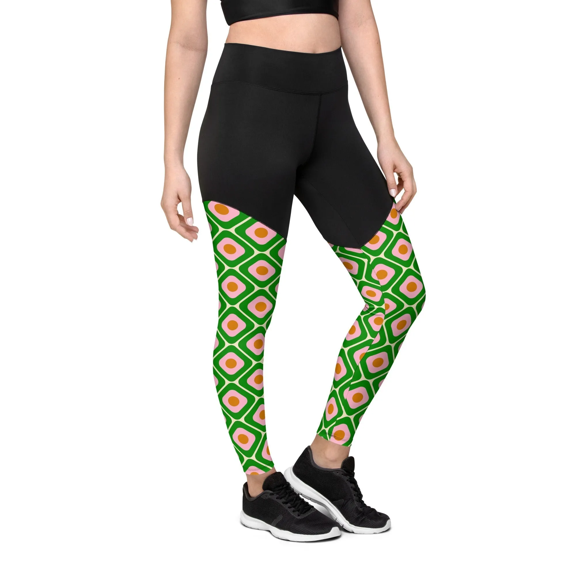 70s Retro Pattern Compression Leggings