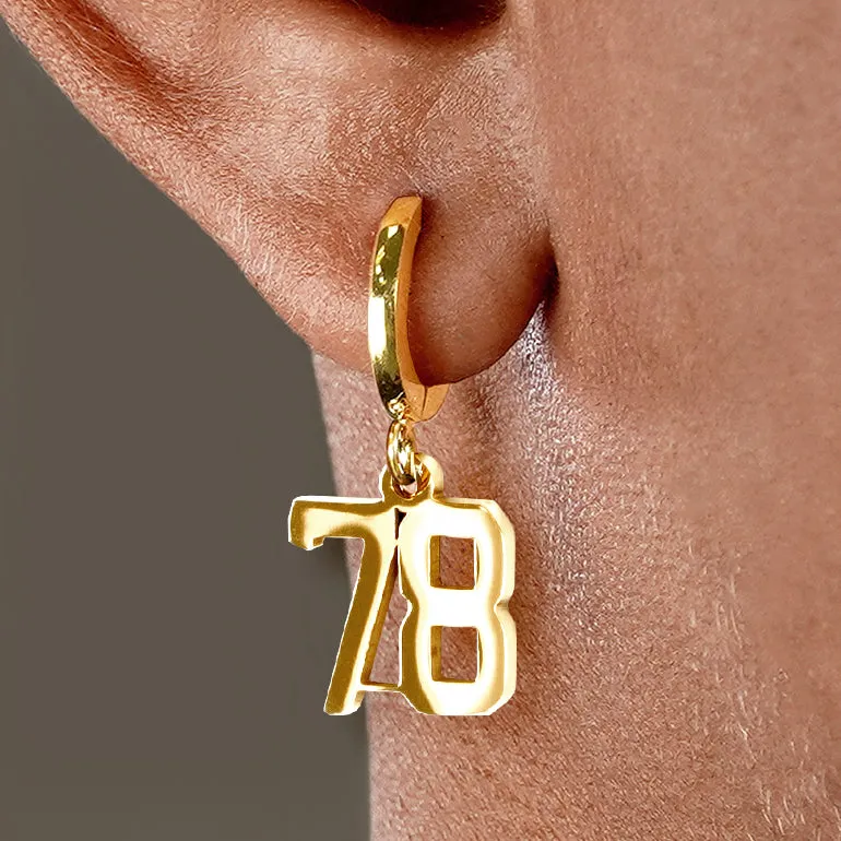 78 Number Earring - Gold Plated Stainless Steel