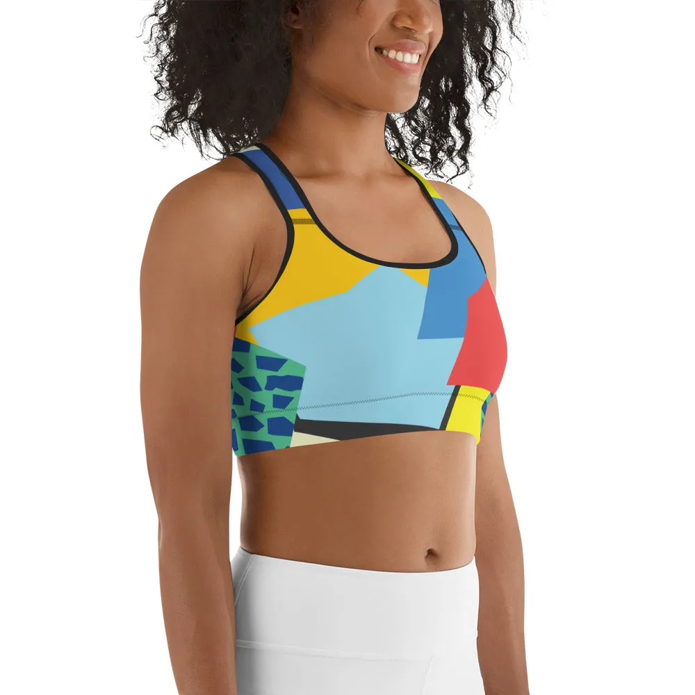 90s Color Block Sports Bra