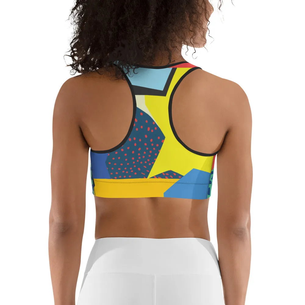 90s Color Block Sports Bra