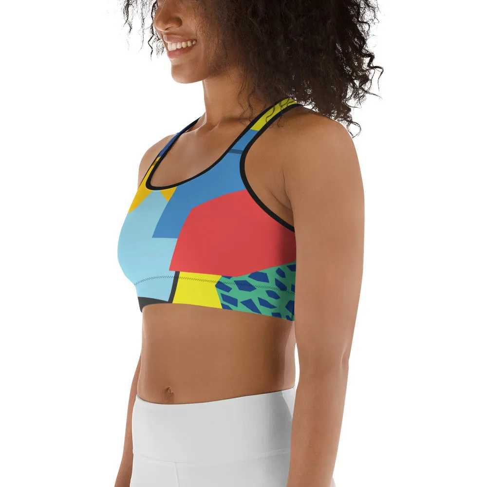 90s Color Block Sports Bra