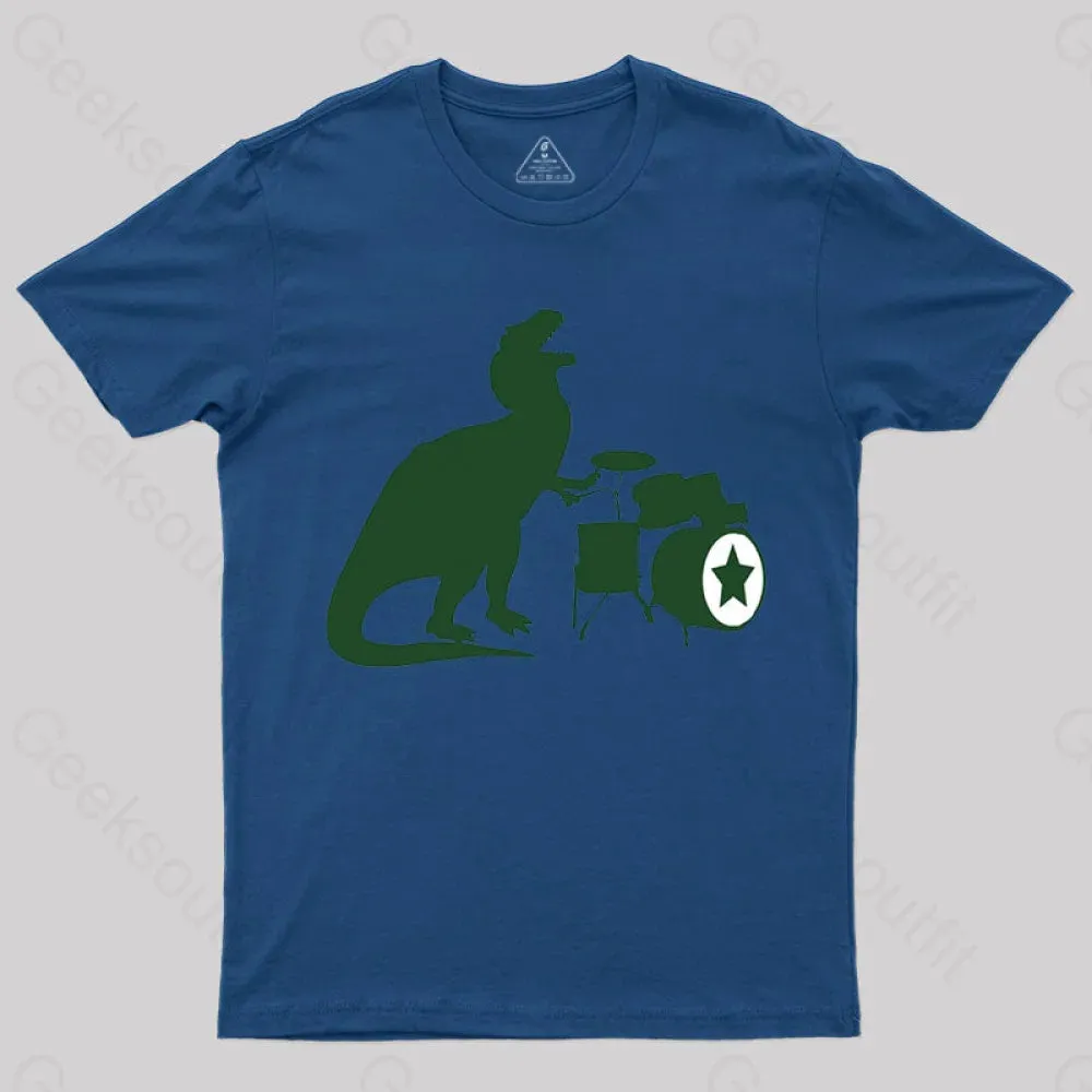 A Tyrannosaurus Rex Playing Drums T-shirt