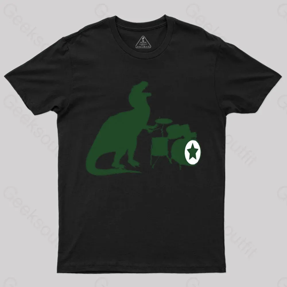 A Tyrannosaurus Rex Playing Drums T-shirt