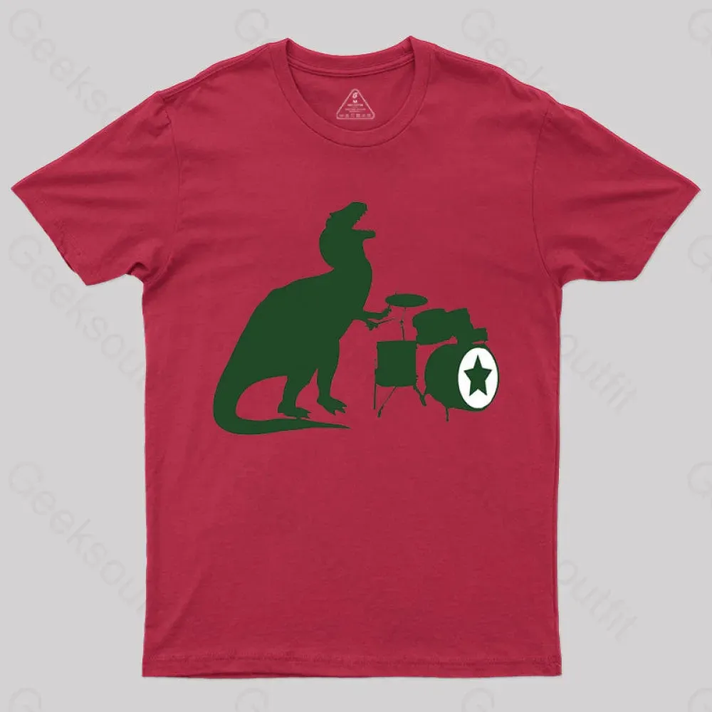 A Tyrannosaurus Rex Playing Drums T-shirt