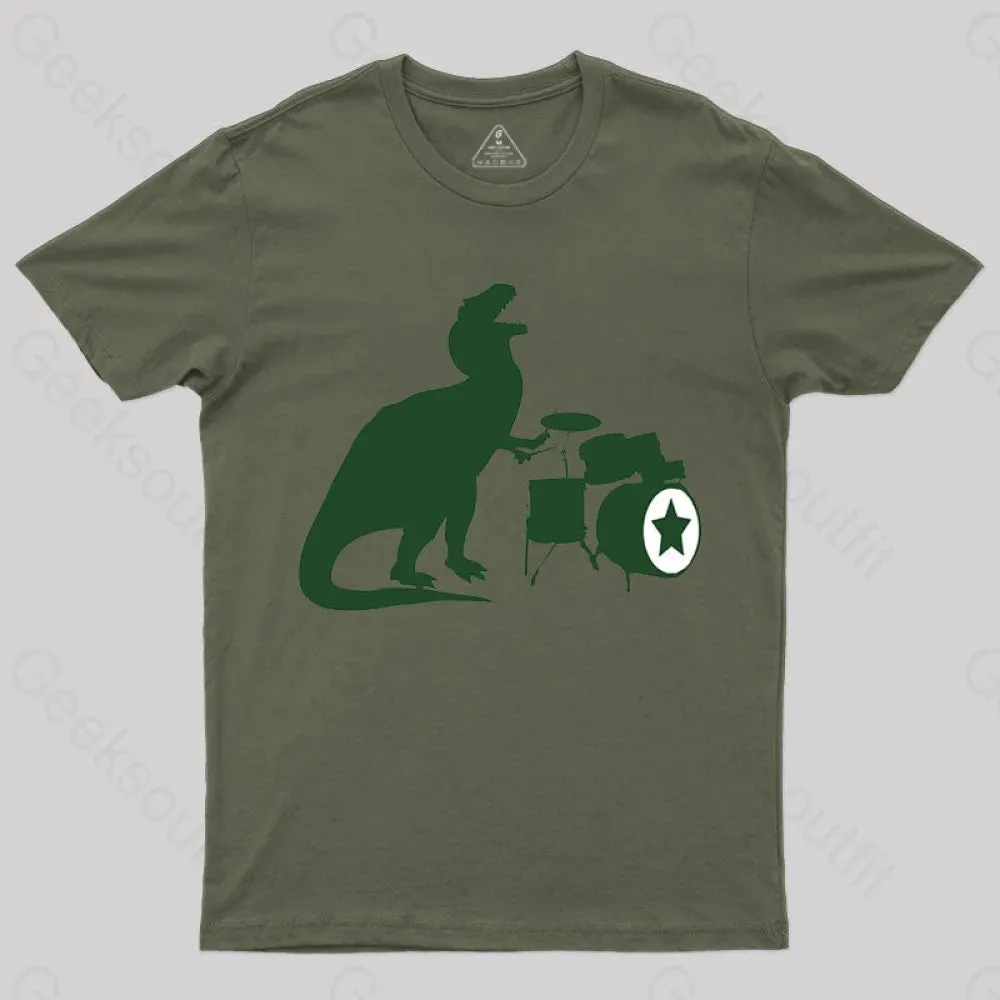 A Tyrannosaurus Rex Playing Drums T-shirt