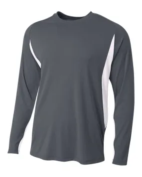 A4 N3183 Long Sleeve Color Block Tee - Graphite White