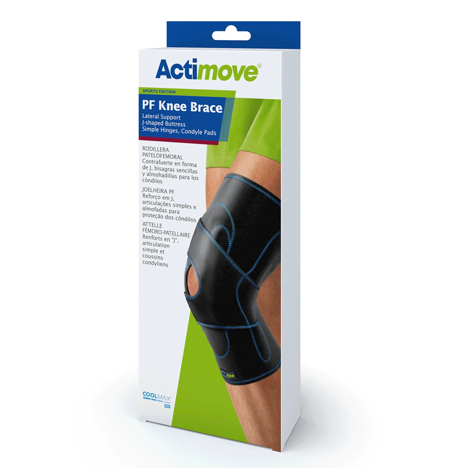 Actimove Sport Left PF Knee Brace Lateral Support Simple Hinges, Condyle Pads, J-shaped Buttress