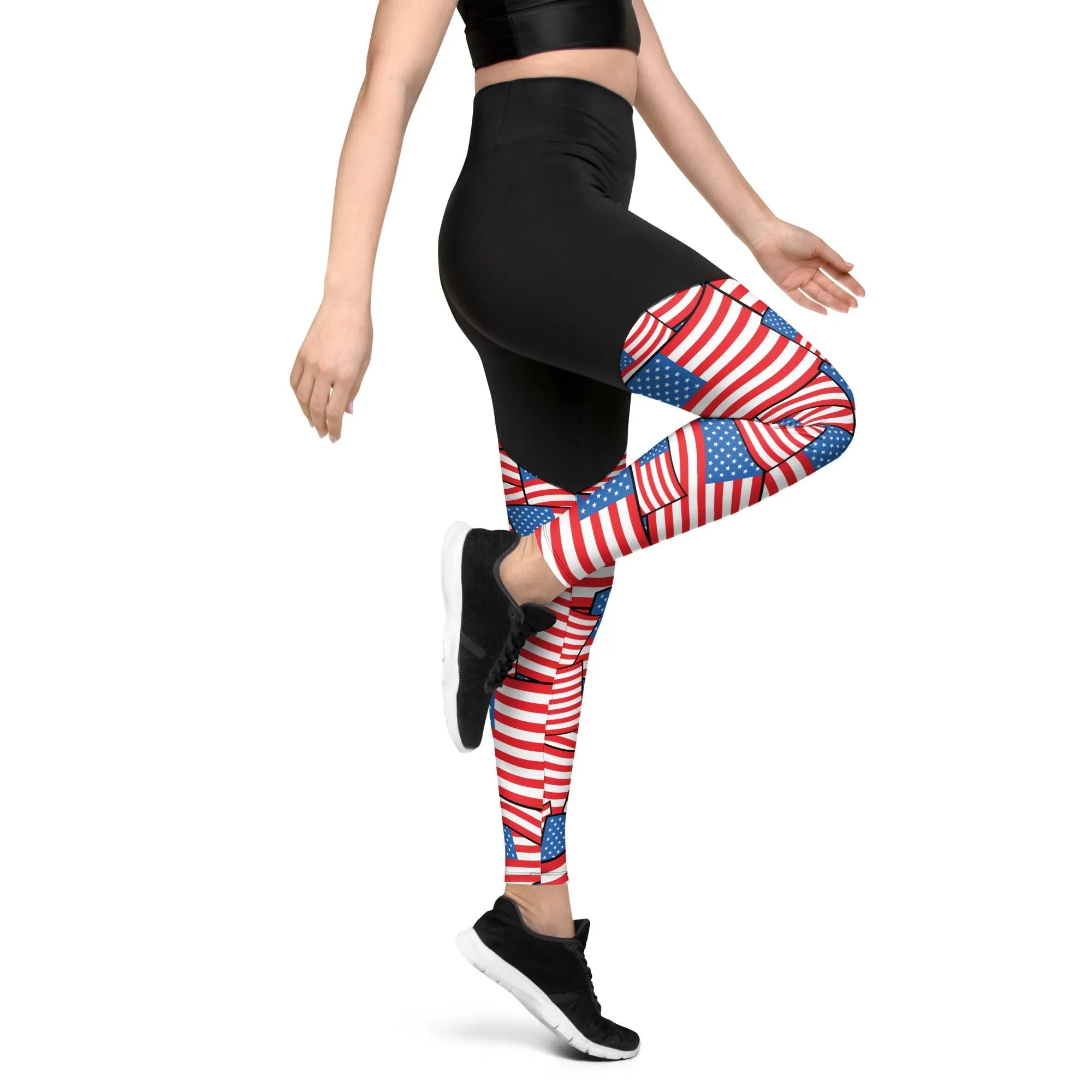 American Flag Pattern Compression Leggings