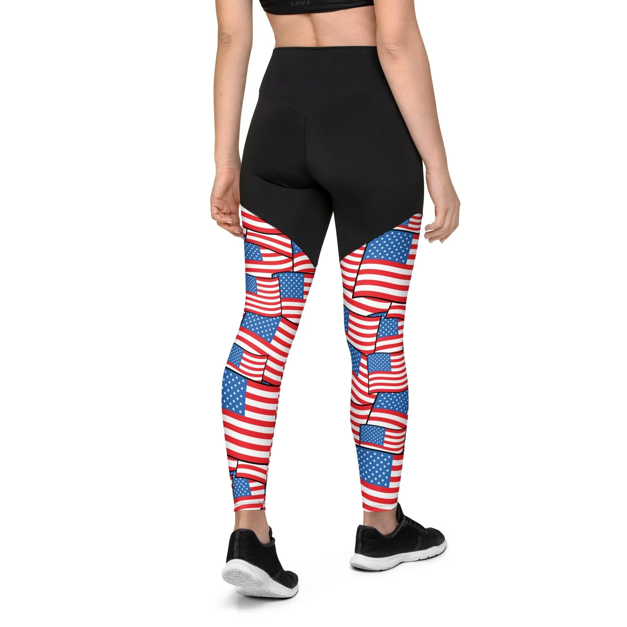 American Flag Pattern Compression Leggings