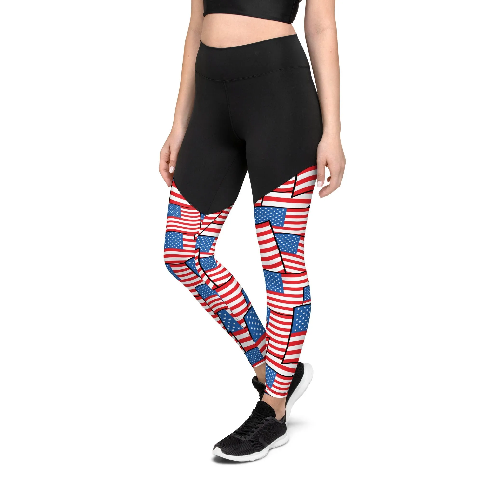 American Flag Pattern Compression Leggings