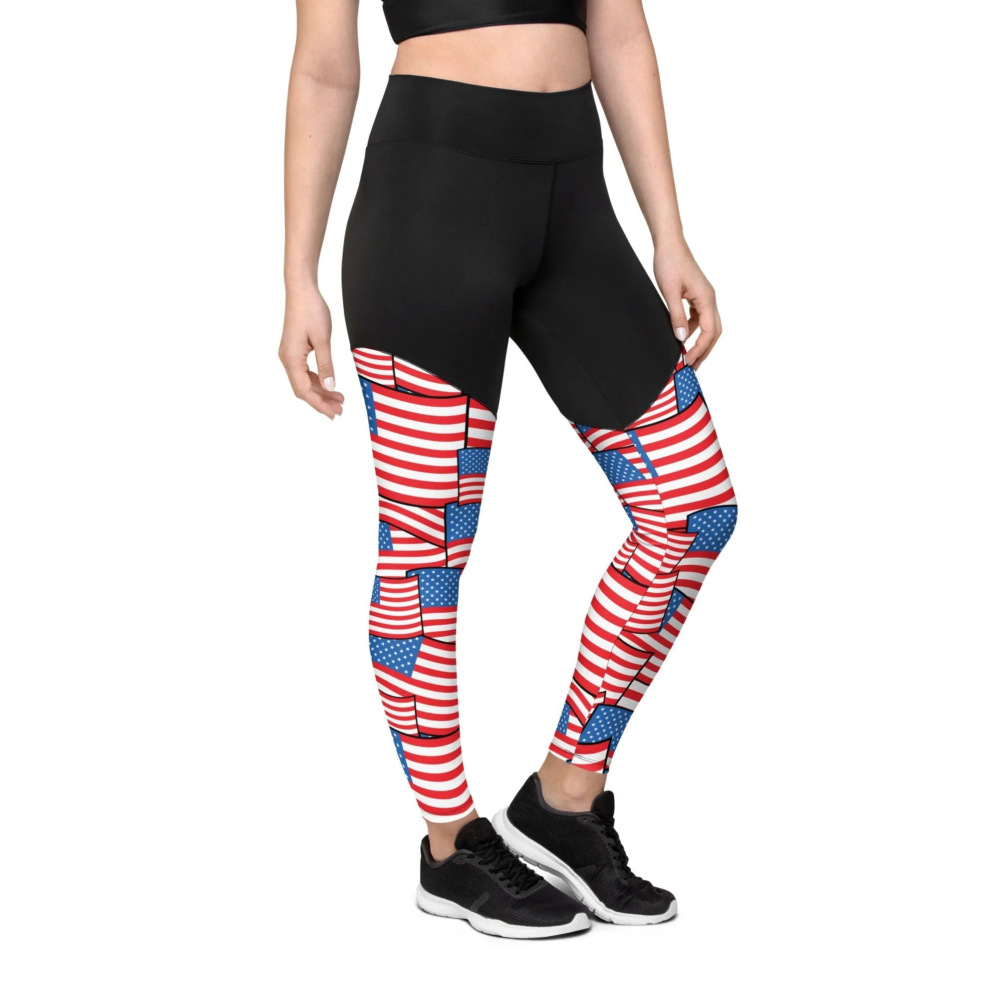 American Flag Pattern Compression Leggings