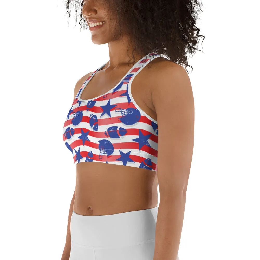 American Football Pattern Sports Bra