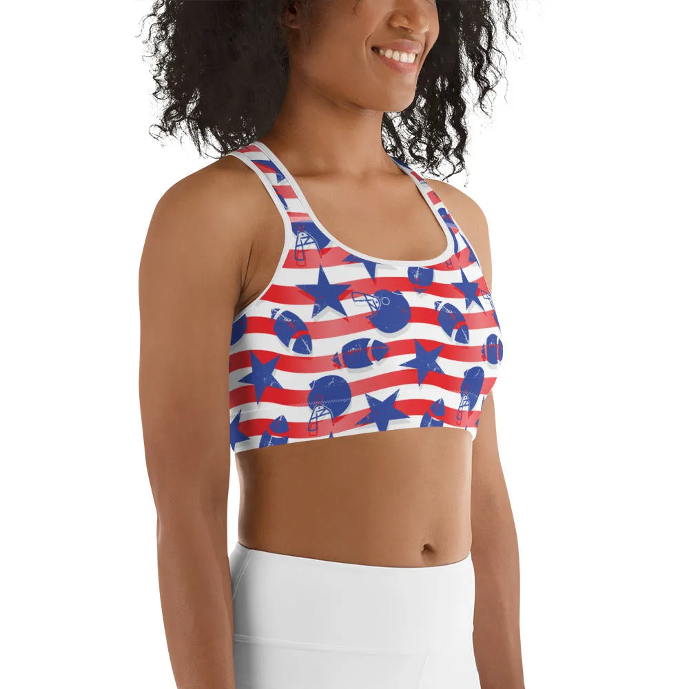 American Football Pattern Sports Bra