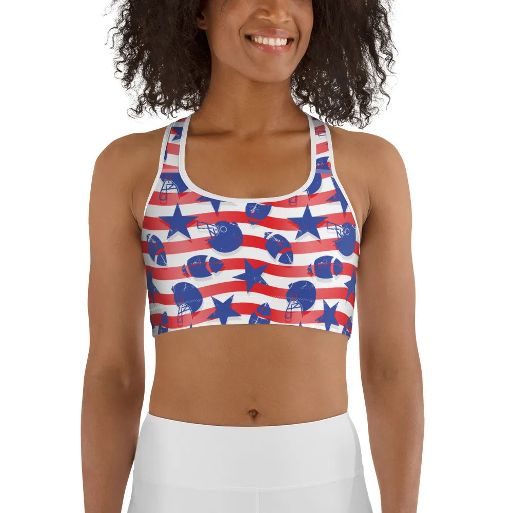 American Football Pattern Sports Bra