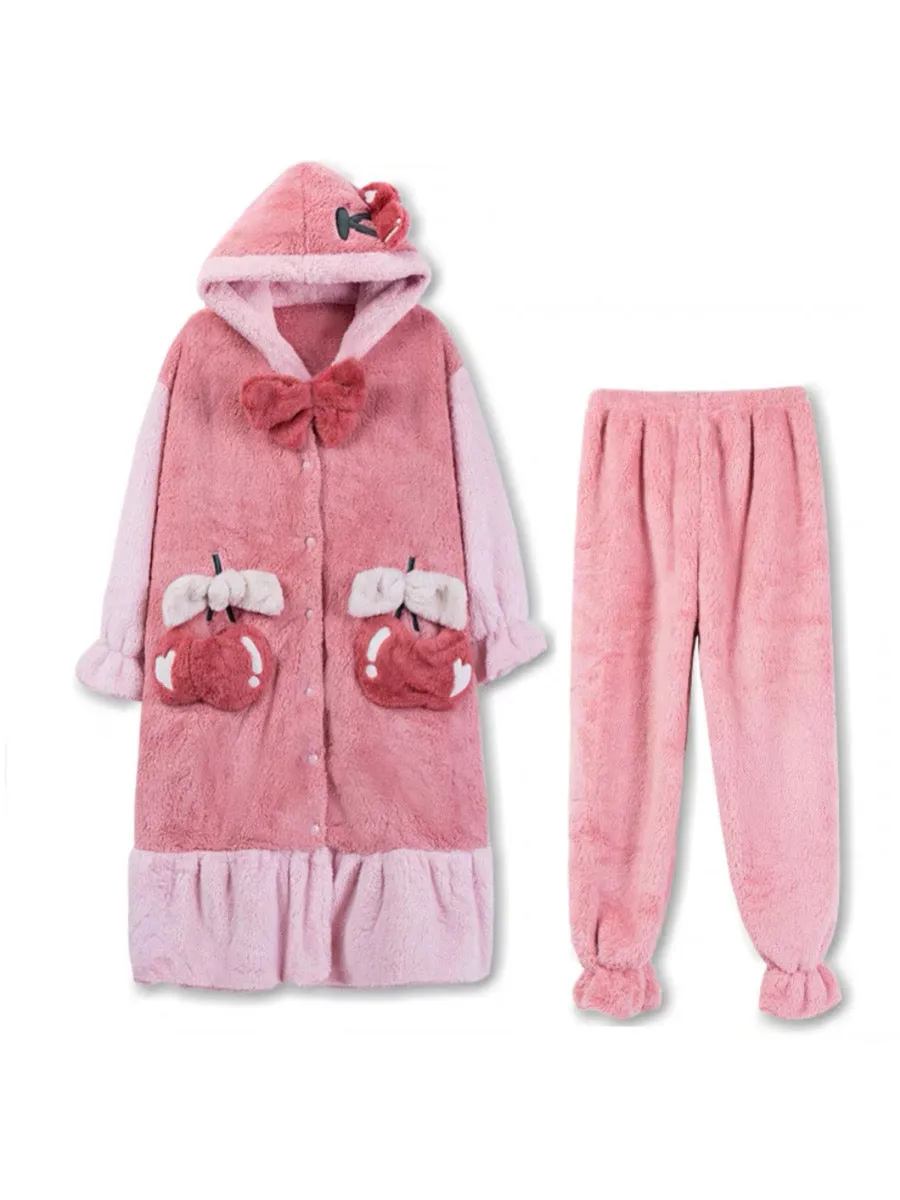 Apple Crisp Cozy Winter Fleece Sleepwear Nightgown Set