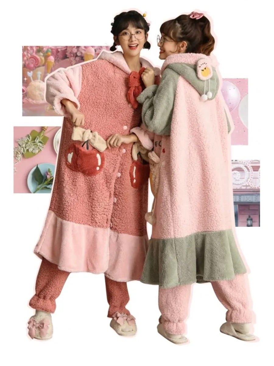 Apple Crisp Cozy Winter Fleece Sleepwear Nightgown Set