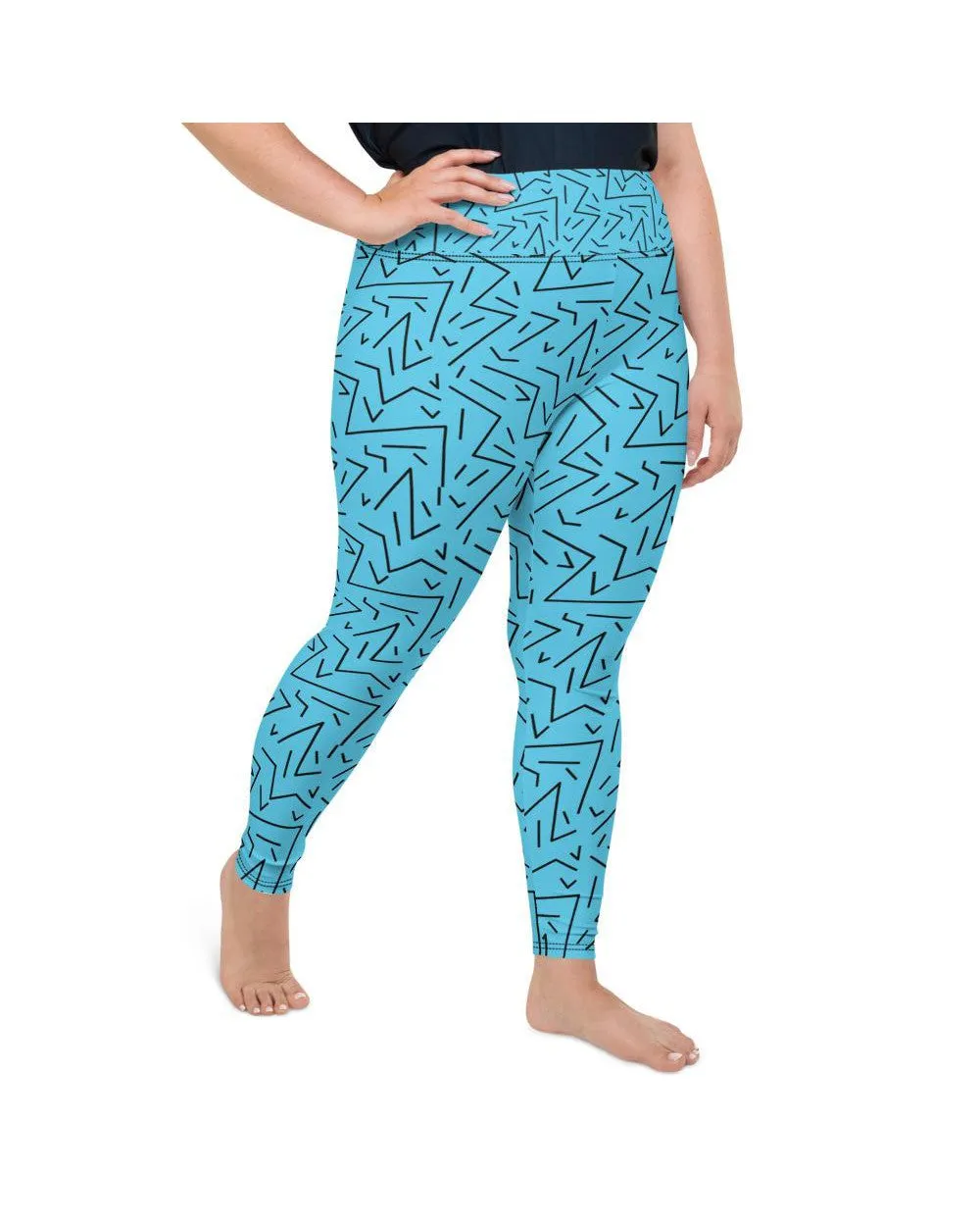 Aqua Black Line Plus Size Leggings