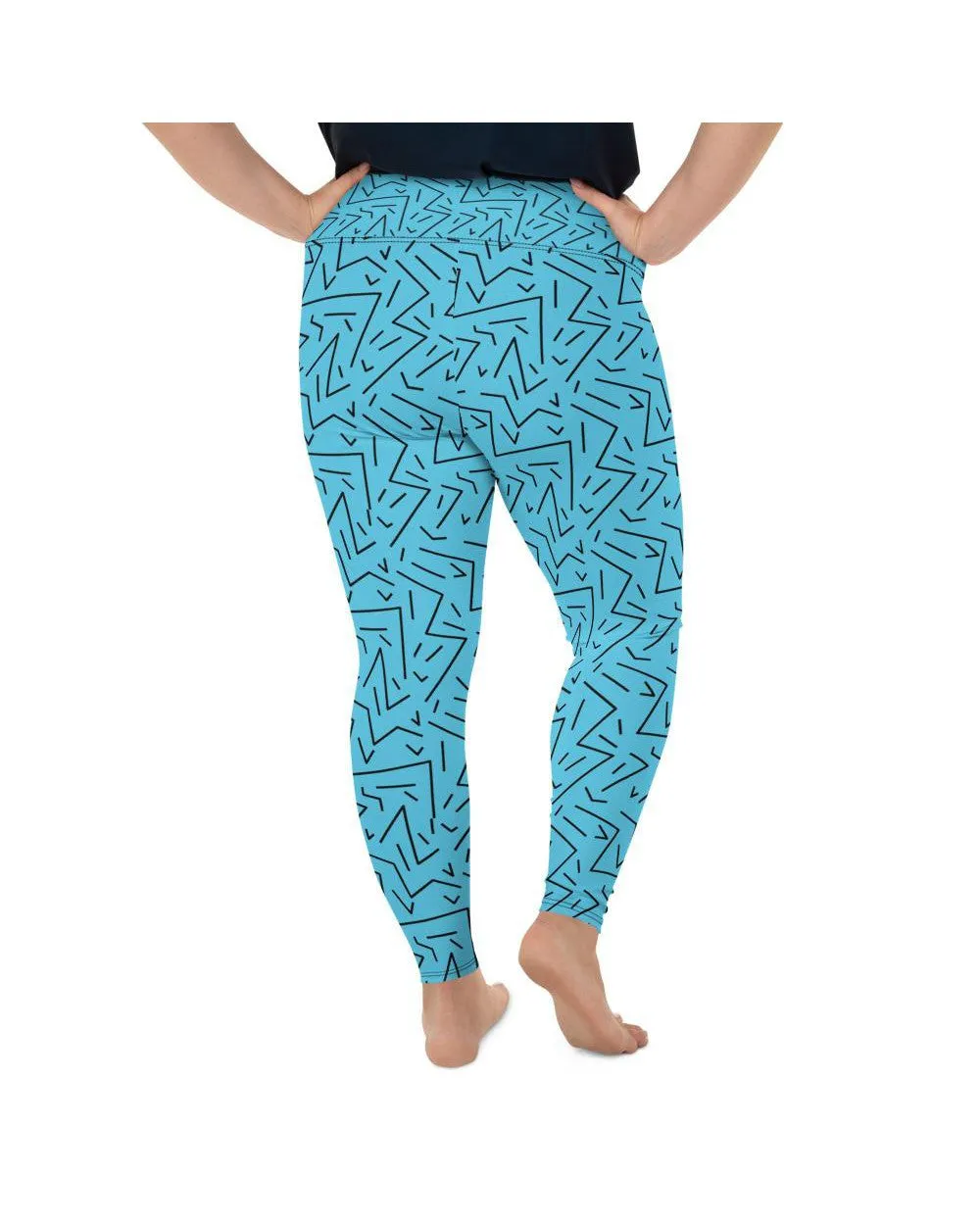 Aqua Black Line Plus Size Leggings