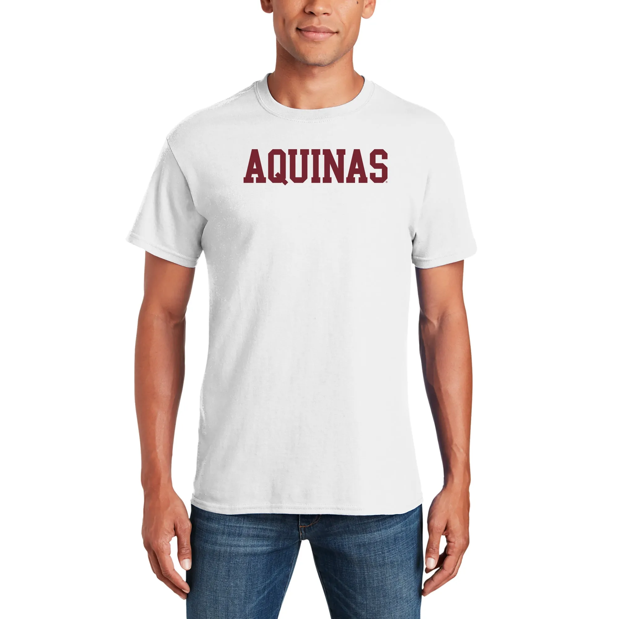 Aquinas Saints Basic Block T Shirt - White