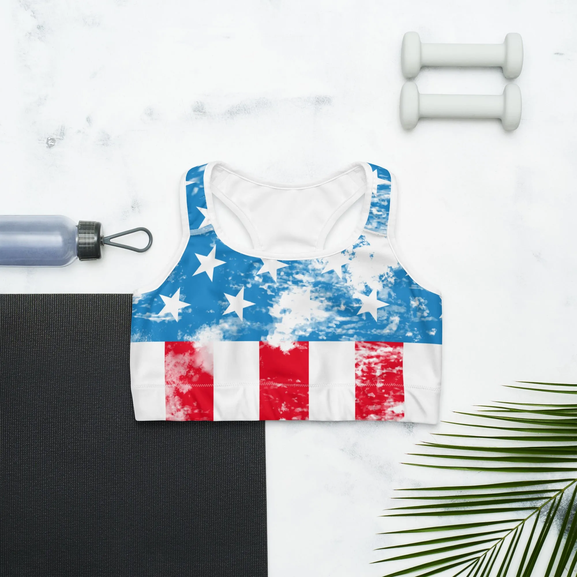 Artsy American Flag Sports Bra