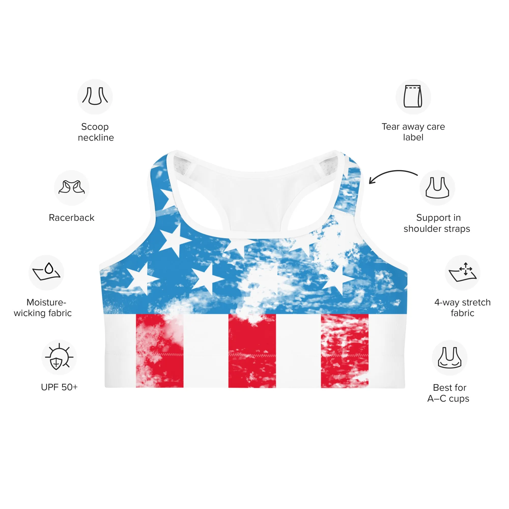 Artsy American Flag Sports Bra