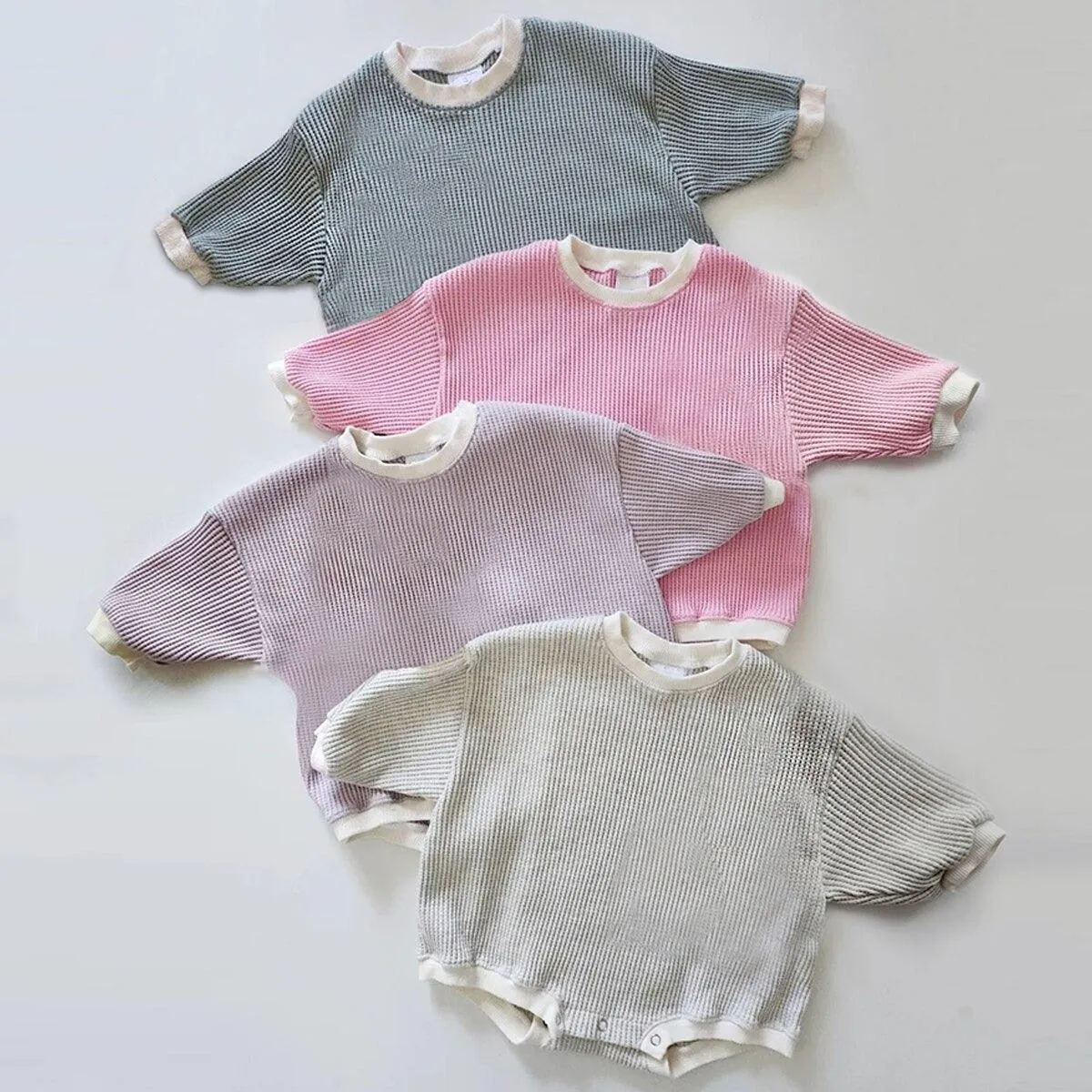 Baby Waffle Sweatshirt Romper