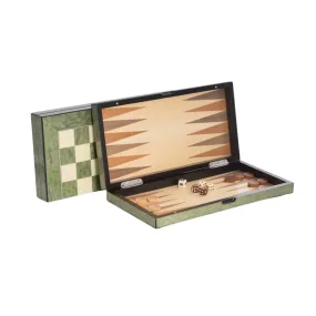 Backgammon & Chess Game Set in Green Lacquer