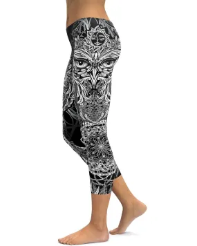 B&W Ornamental Owl Capris