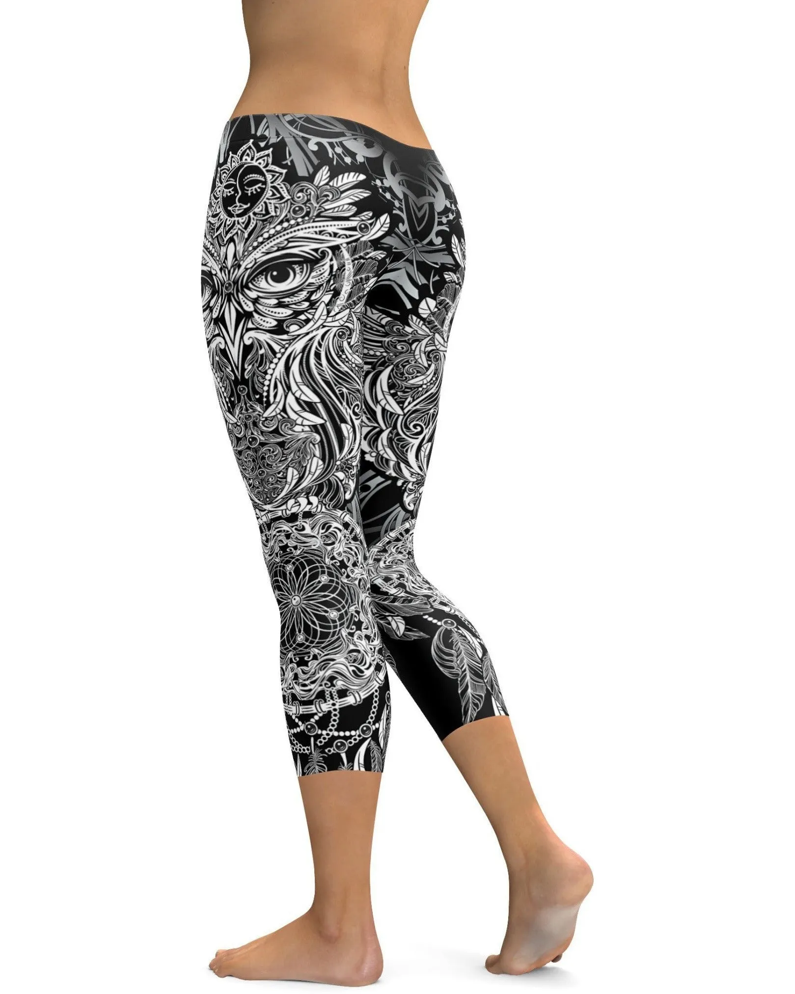 B&W Ornamental Owl Capris