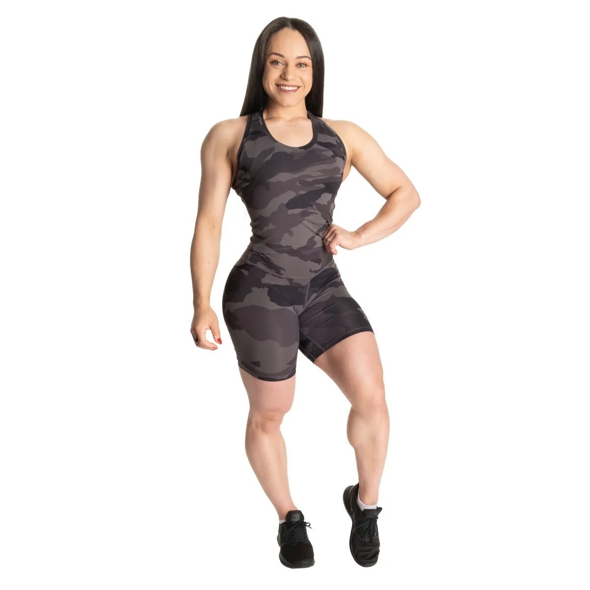 Better Bodies Core Crop T-Back - Charcoal Camo