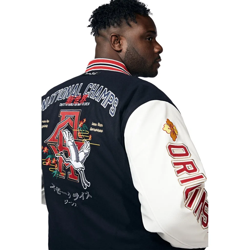 Big And Tall Tokyo Varsity Jacket - Navy