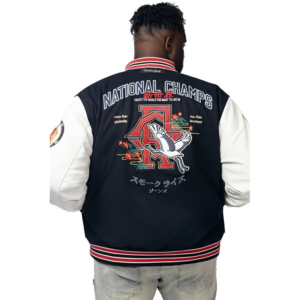 Big And Tall Tokyo Varsity Jacket - Navy