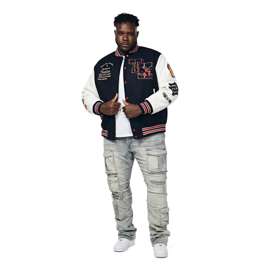 Big And Tall Tokyo Varsity Jacket - Navy