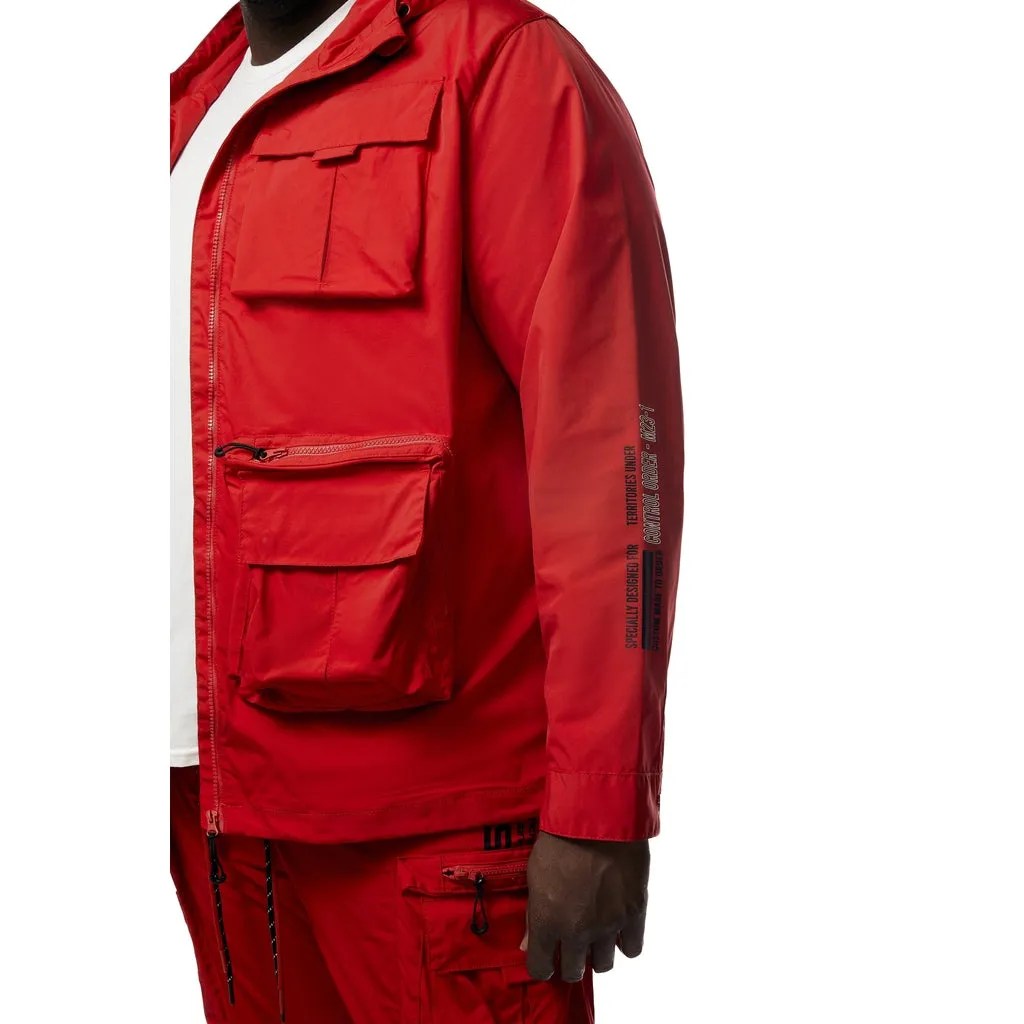 Big and Tall - Windbreaker Utility Jacket - Red