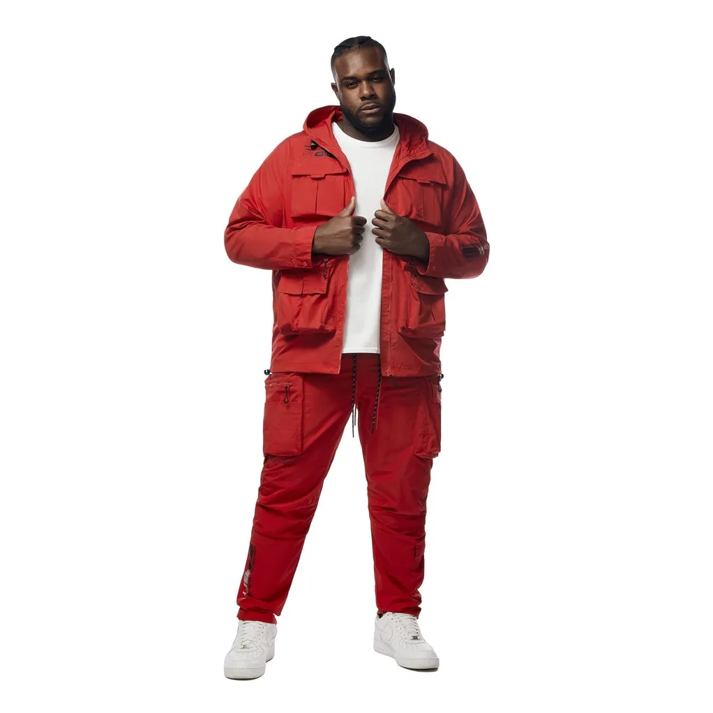 Big and Tall - Windbreaker Utility Jacket - Red