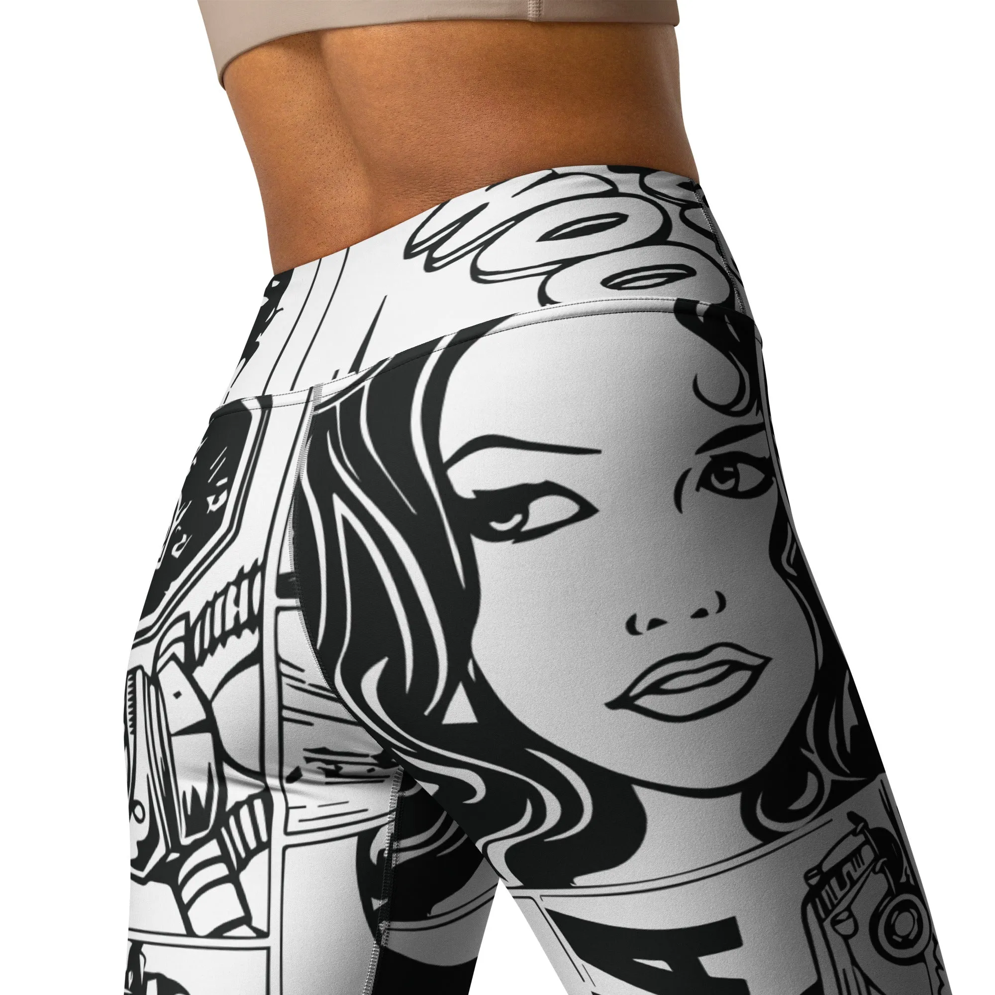 Black  & White Comic Book Yoga Leggings