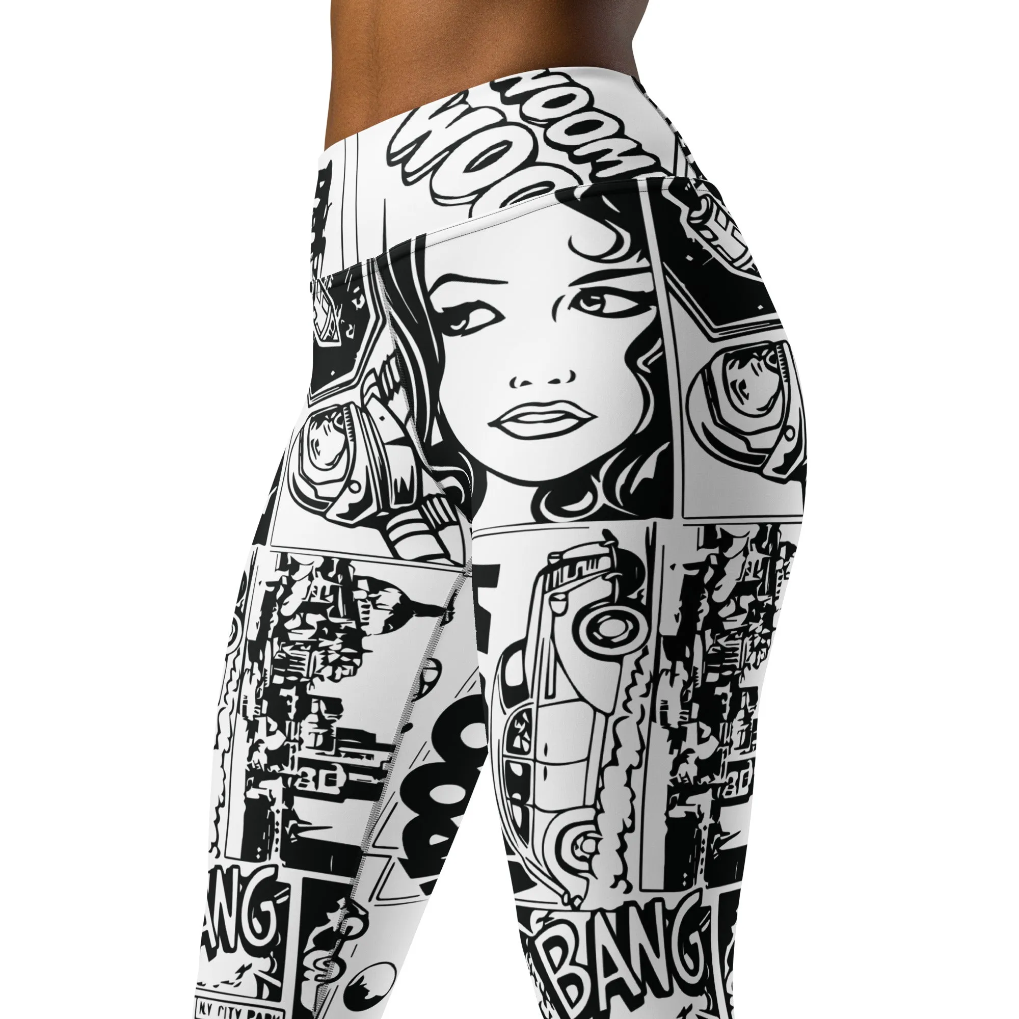 Black  & White Comic Book Yoga Leggings