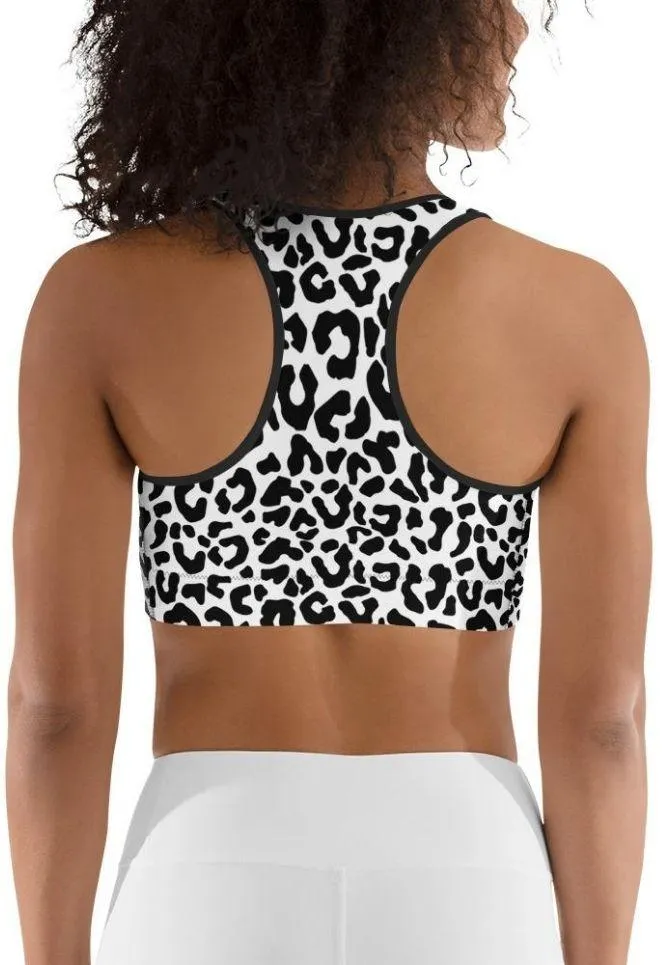 Black & White Leopard Sports Bra