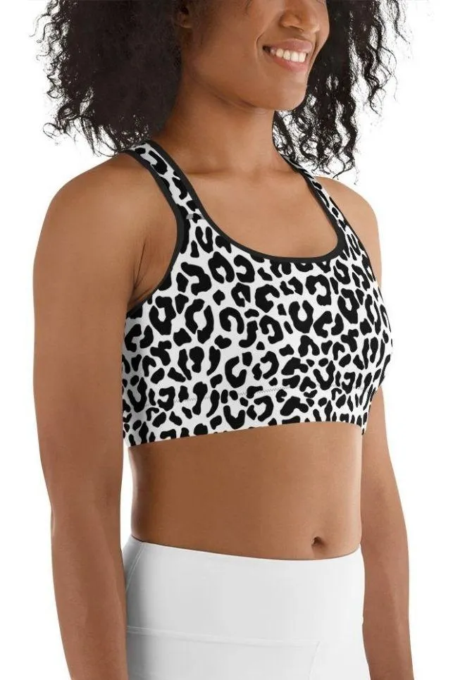 Black & White Leopard Sports Bra