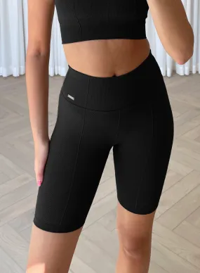 Black Luxe Seamless Biker Shorts