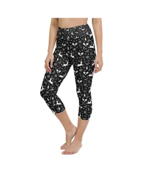 Black Reindeer Christmas Yoga Capris