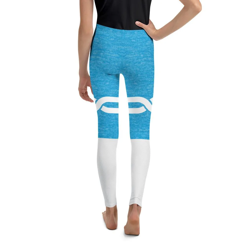 Blue and White Infinity Youth Leggings