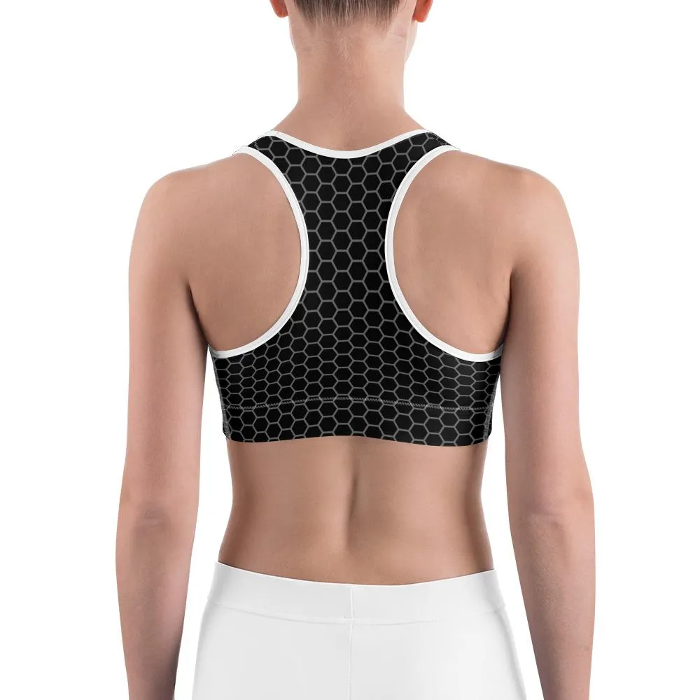 Blue Honeycomb Carbon Sports Bra