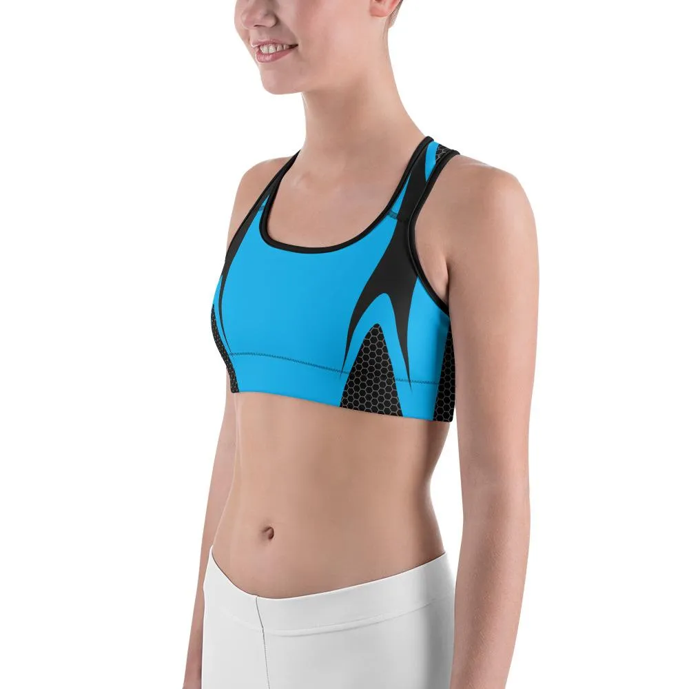 Blue Honeycomb Carbon Sports Bra