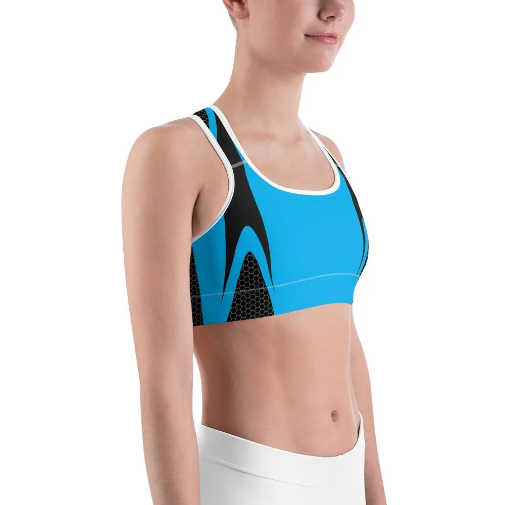 Blue Honeycomb Carbon Sports Bra