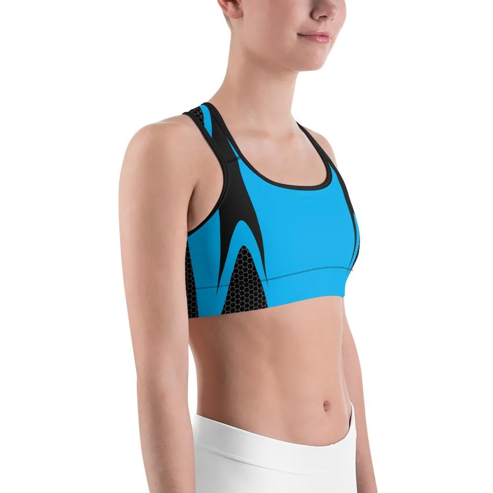 Blue Honeycomb Carbon Sports Bra